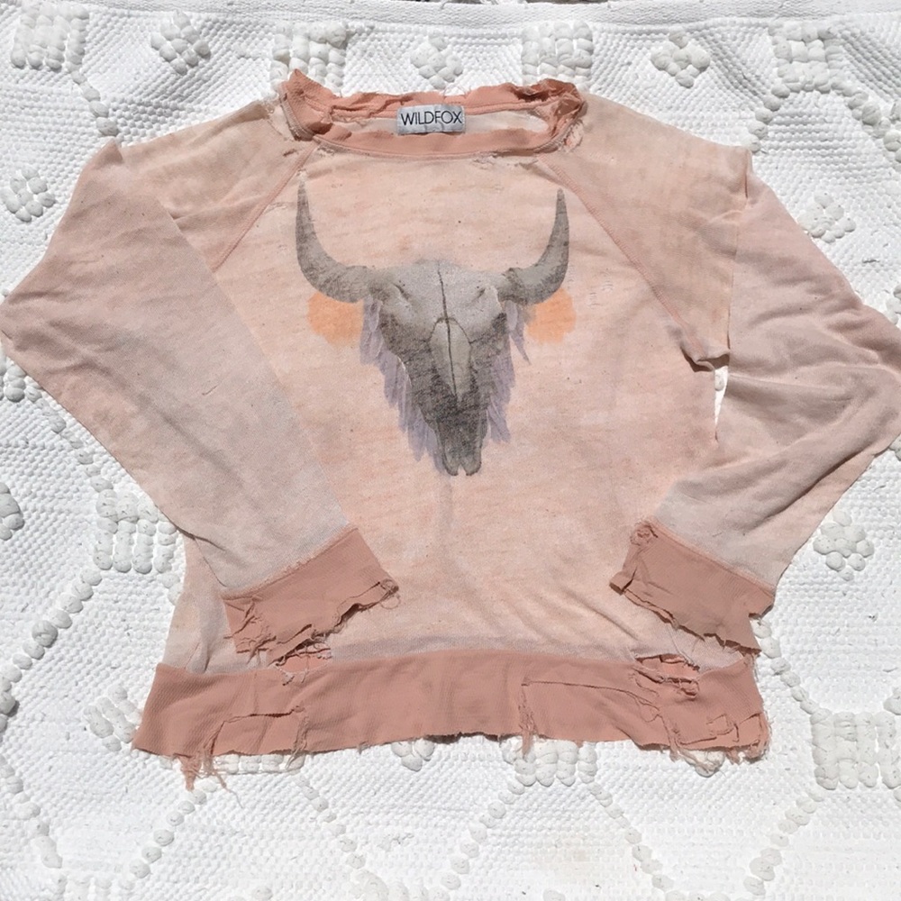 Wildfox Cherie Distressed Sweater Fleece Jumper